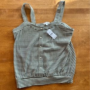 Loft- M- green and white tank top